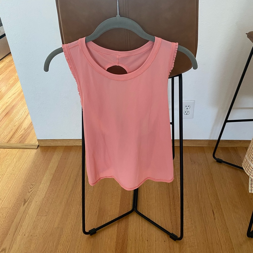 Lulu lemon coral cross back ruffle crop top